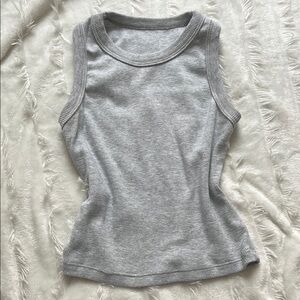 Gray Ribbed Sleeveless Top